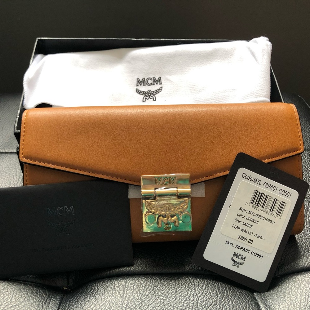 MCM Tan Leather Wallet w/ Chain